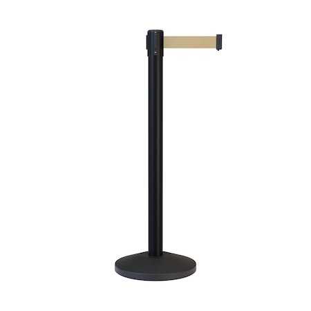 Montour Line Stanchion Belt Barrier Black Post 13ft. Lt BrwnBelt ES400-BK-LBN-130